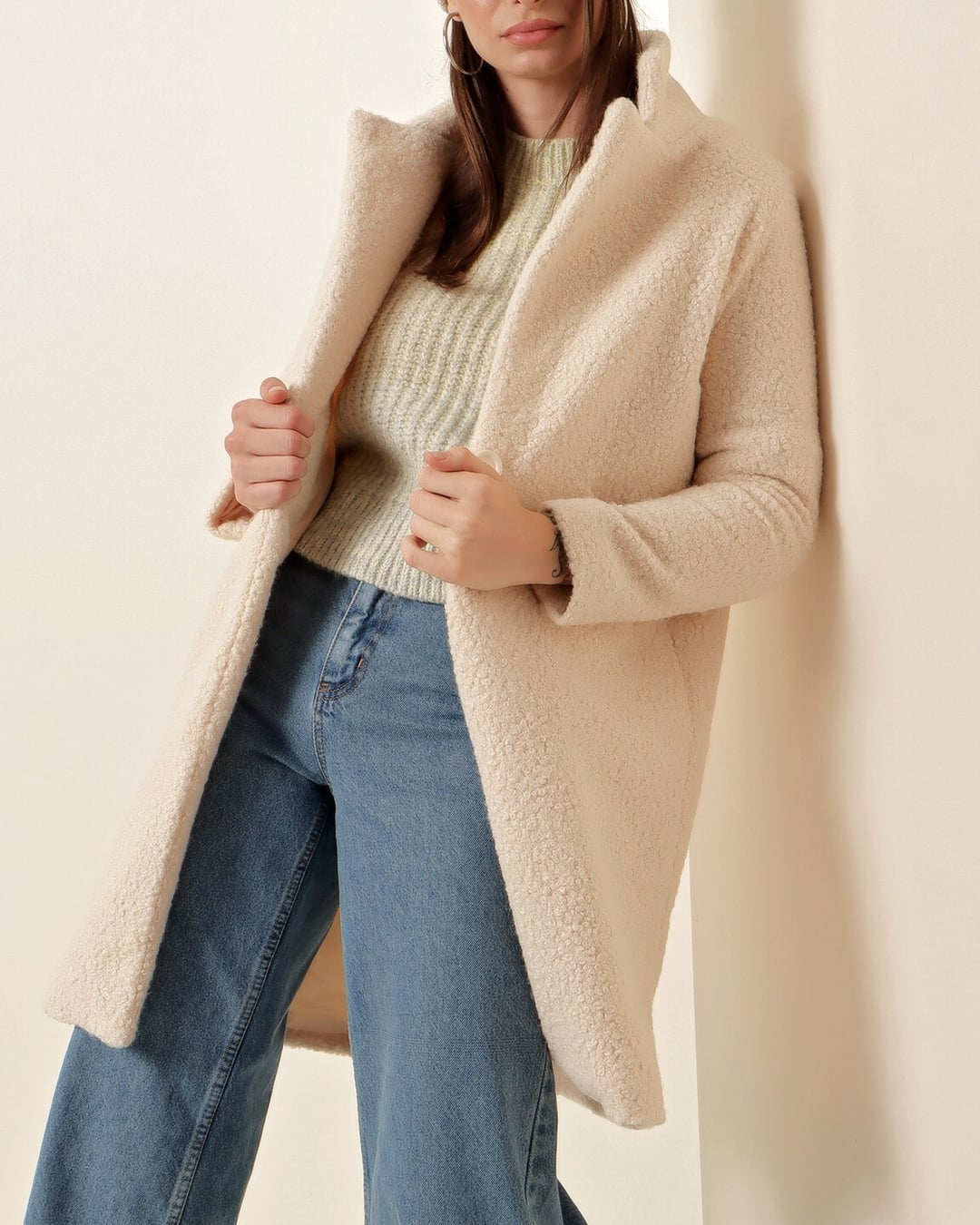 Oversize Sherpa Jacket - Ecru - Bigdart - by Peralane - photo 6