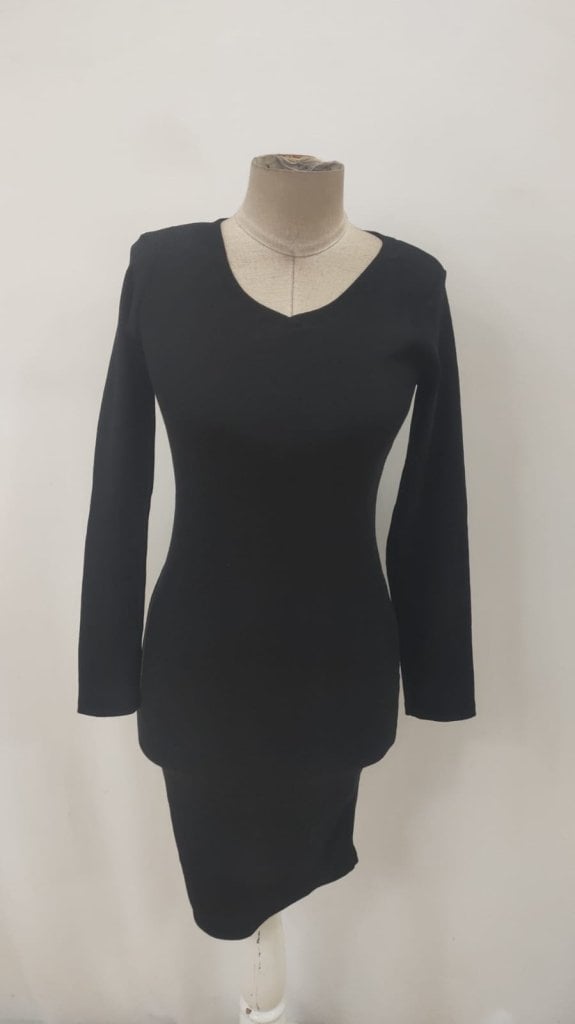 Women's Long Sleeve V-Neck Short Slip Dress - Black - Janes - by Peralane - photo 6