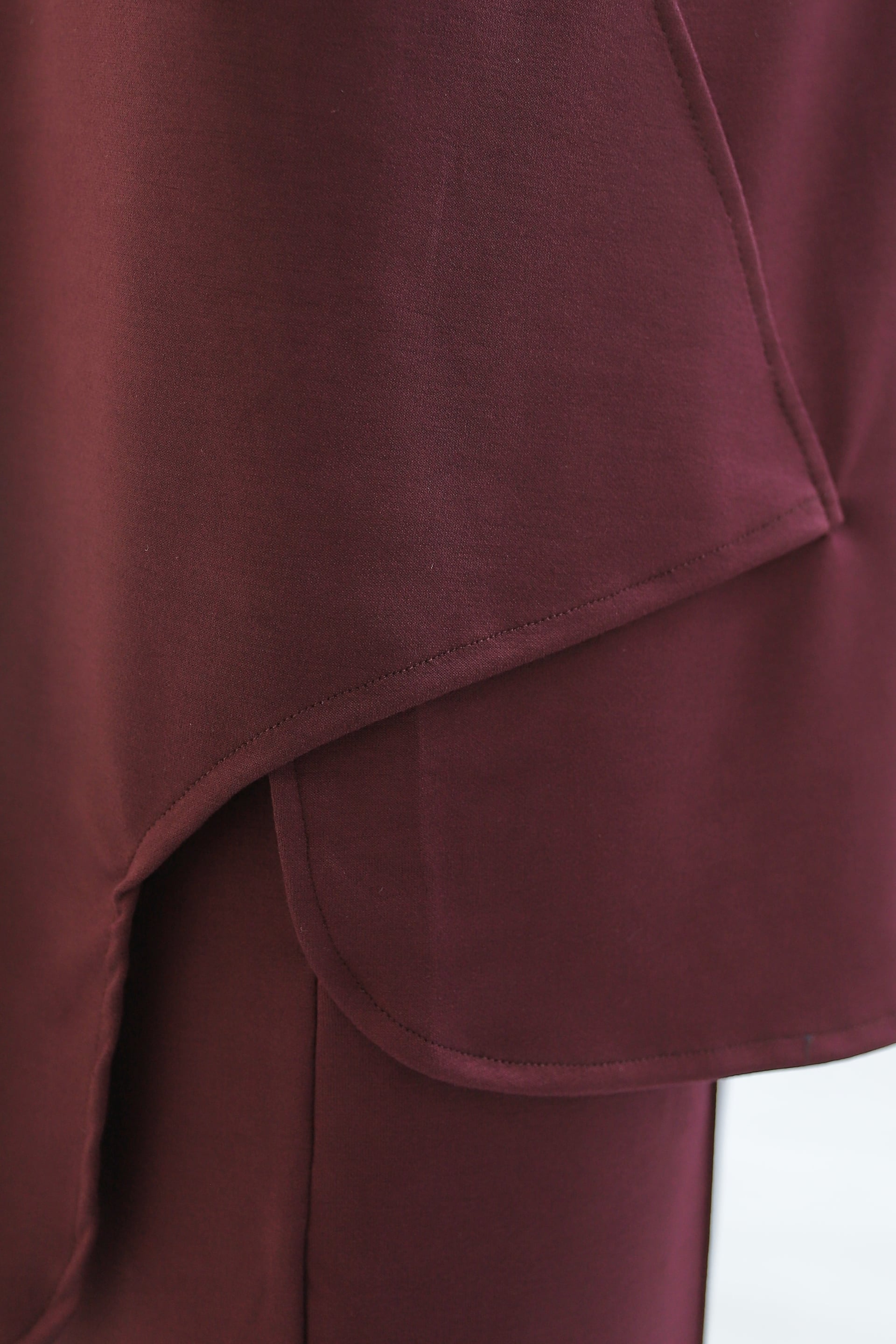 Long Back Biker Neck Long-Sleeved Tracksuit Set with Trousers - Burgundy - Podyumplus - by Peralane - photo 6