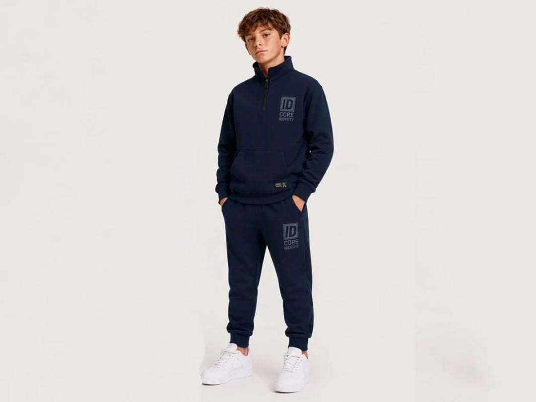 Core Printed Brushed 3-Thread Boys' Tracksuit Set in Navy - Koska - by Peralane