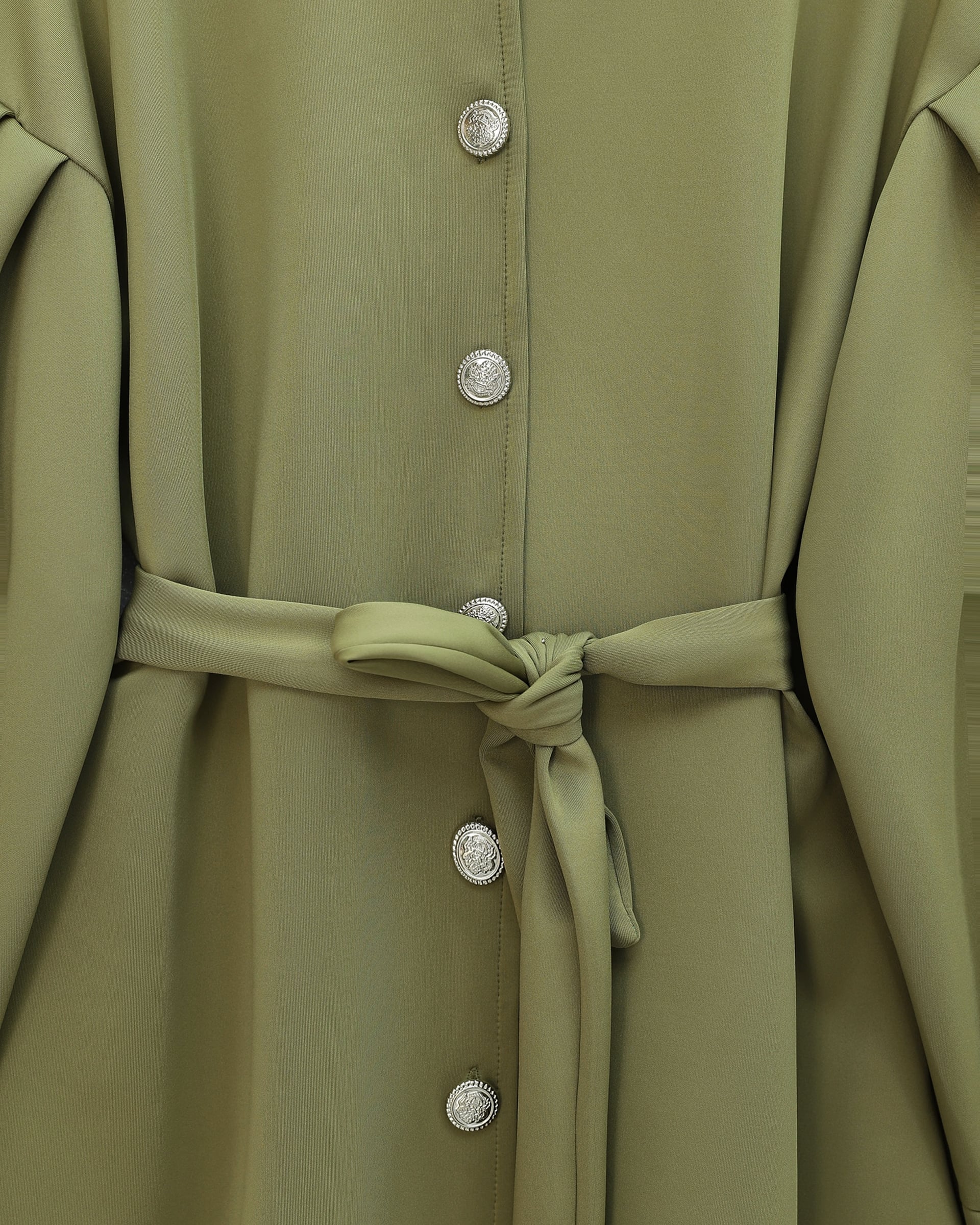Belted Scuba Two-Piece Set with Top and Straight-Leg Pants - Olive Green - Podyumplus - by Peralane - photo 7