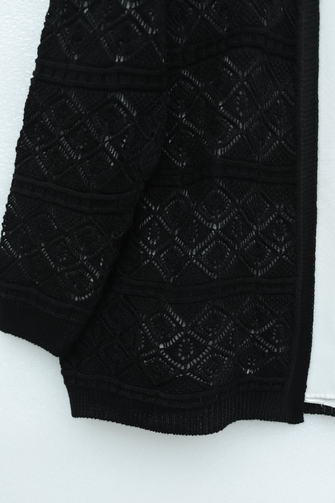 Black Square Pattern Open-Knit Cardigan - Podyumplus - by Peralane - photo 5