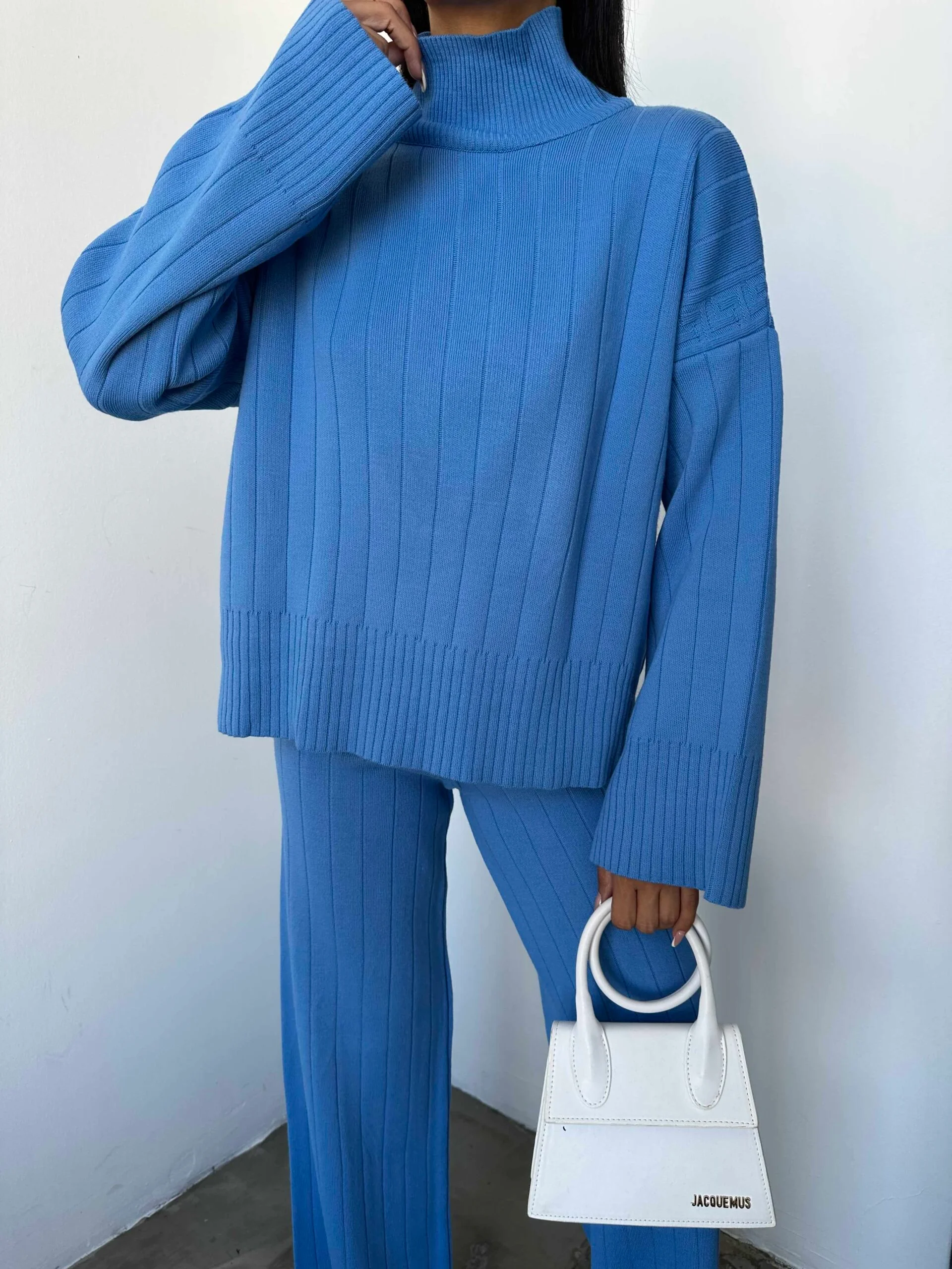 Half Turtleneck Knit Set with Wide-Leg Trousers - My Bee - by Peralane - photo 3