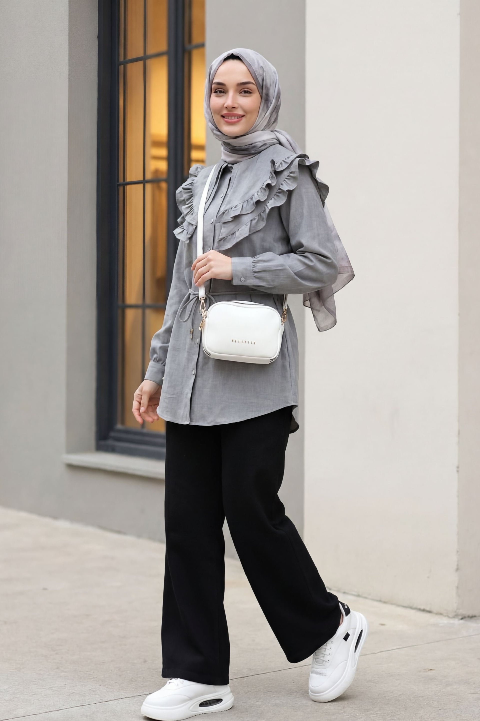 Black Wide-Leg Drawstring Jeans with Pockets - Podyumplus - by Peralane - photo 2