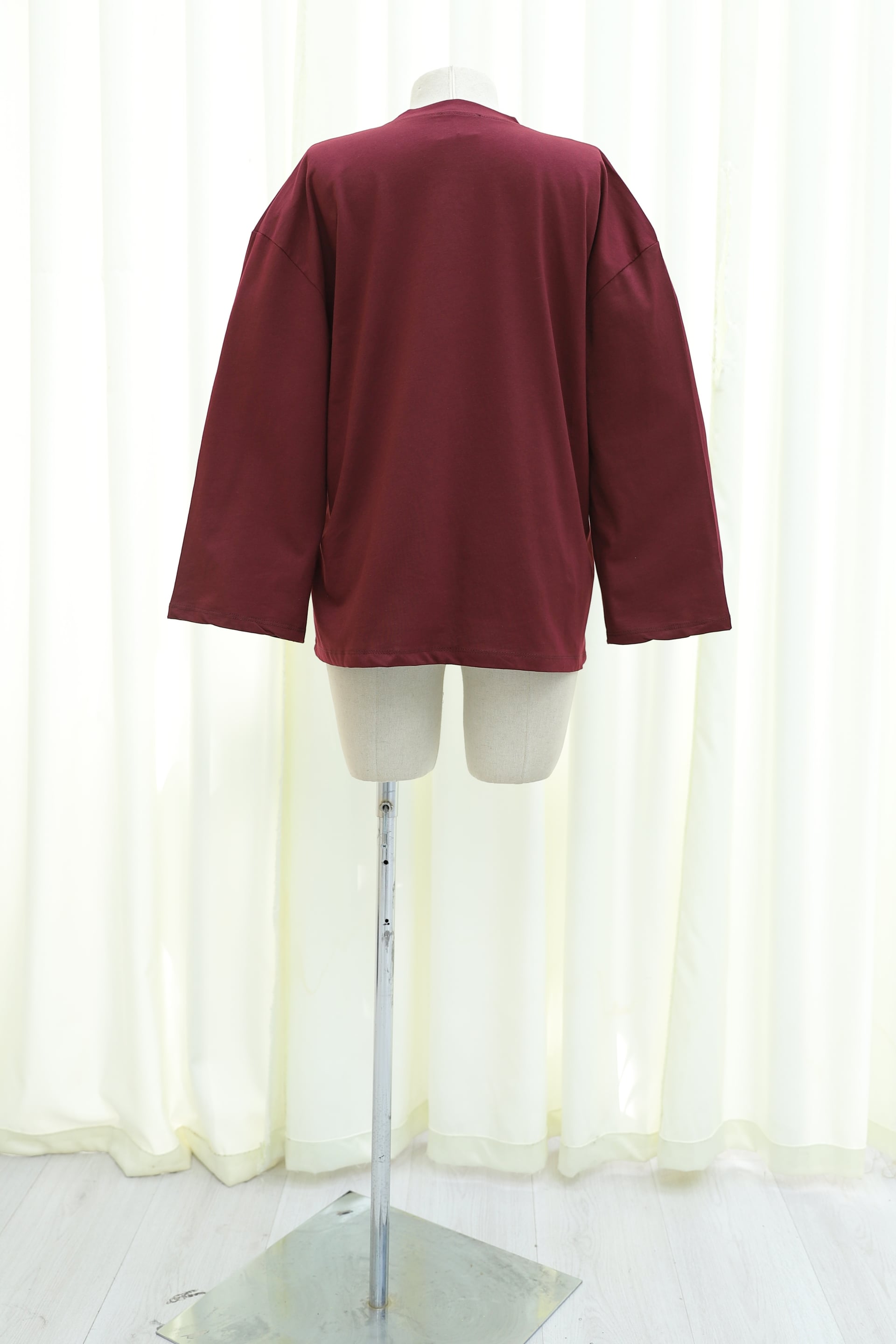 Round Neck Relaxed Knit Tunic - Dark Burgundy - Podyumplus - by Peralane - photo 7