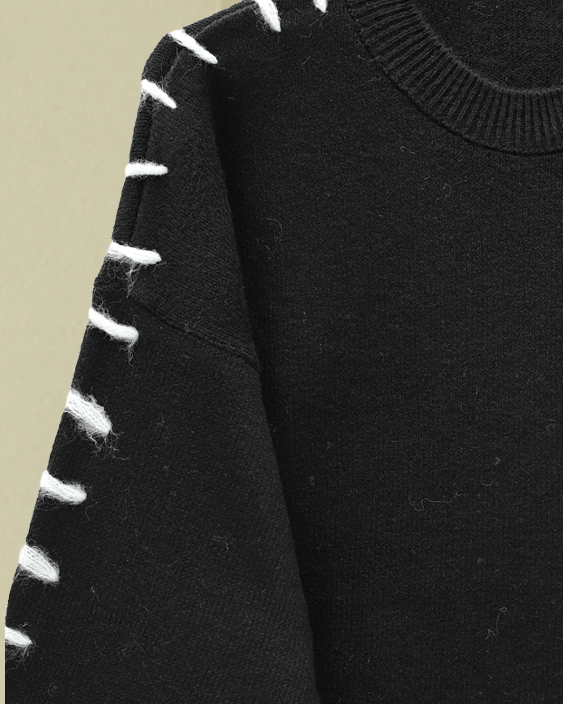 Striped Knit Tunic with Yarn Details - Black - Podyumplus - by Peralane - photo 3