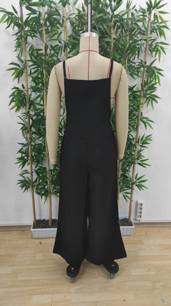 Women's Black Wide-Leg Linen-Blend Jumpsuit with Side Zip - Janes - by Peralane - photo 6