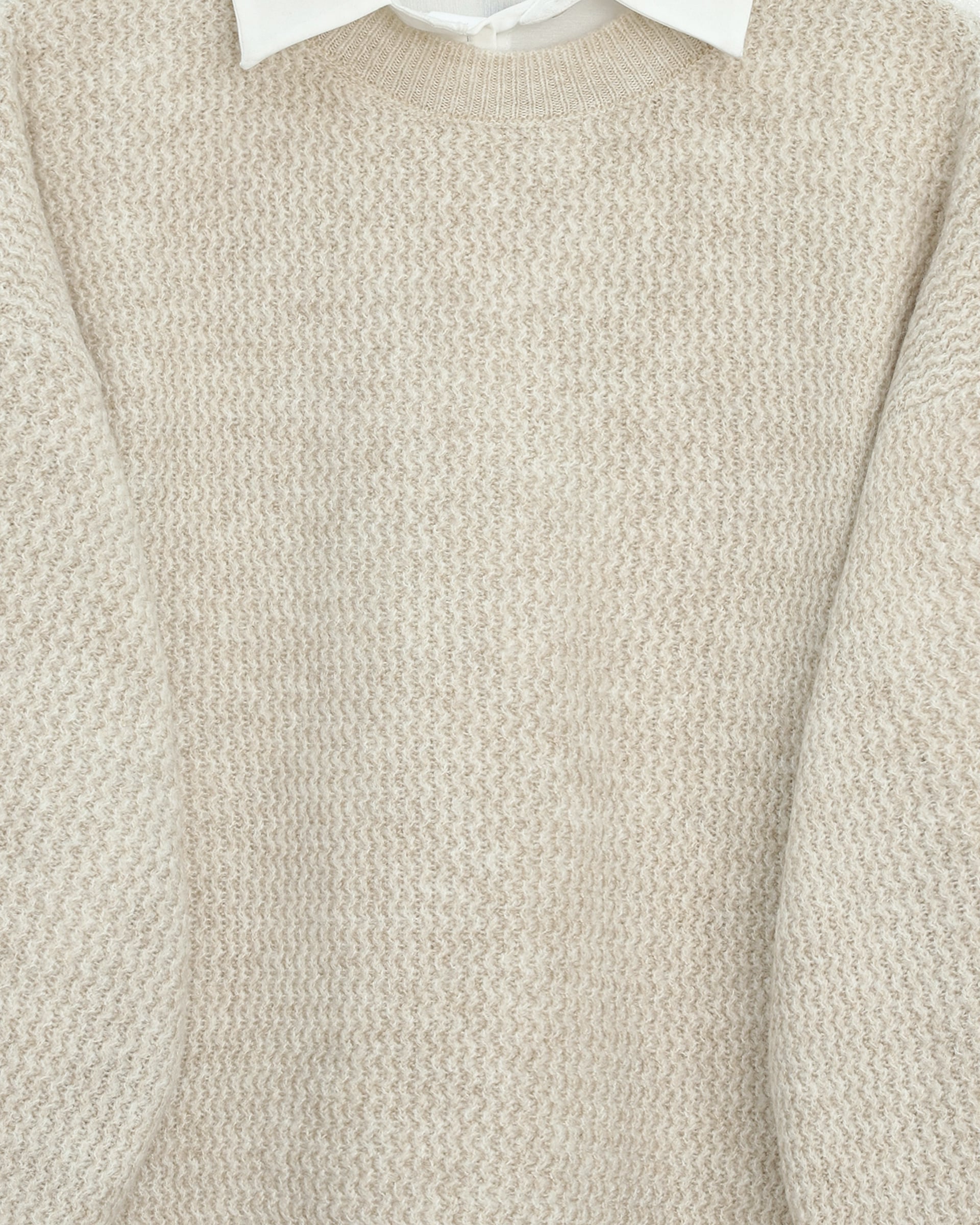 Knit Sweater with Lace Trim Skirt - Cream - Podyumplus - by Peralane - photo 4