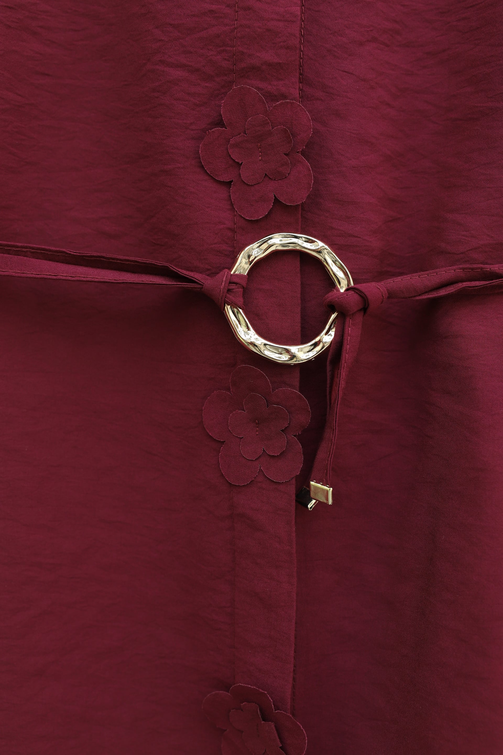 Floral Button Belted Modal Tunic - Burgundy - Podyumplus - by Peralane - photo 4