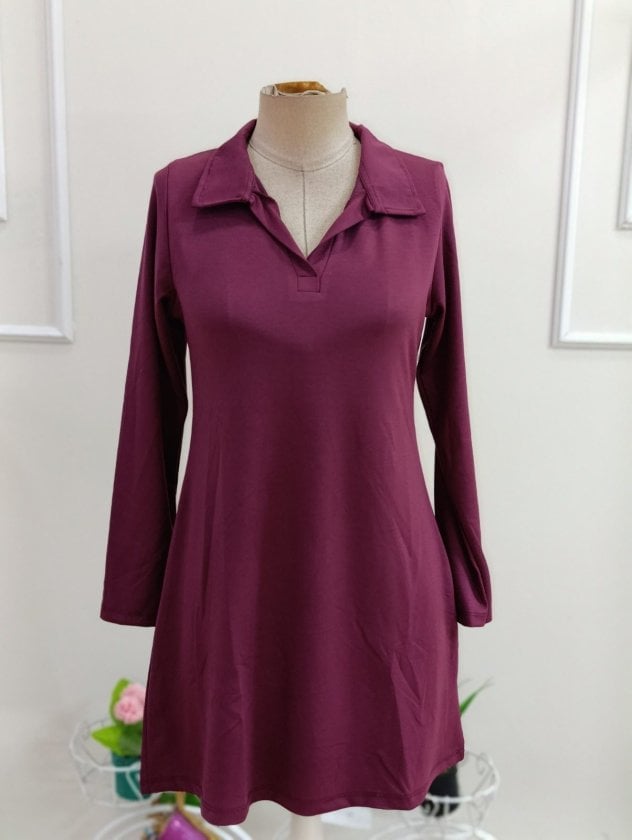 Women's Long Sleeve Collared Short Modal Dress - Janes - by Peralane - photo 4
