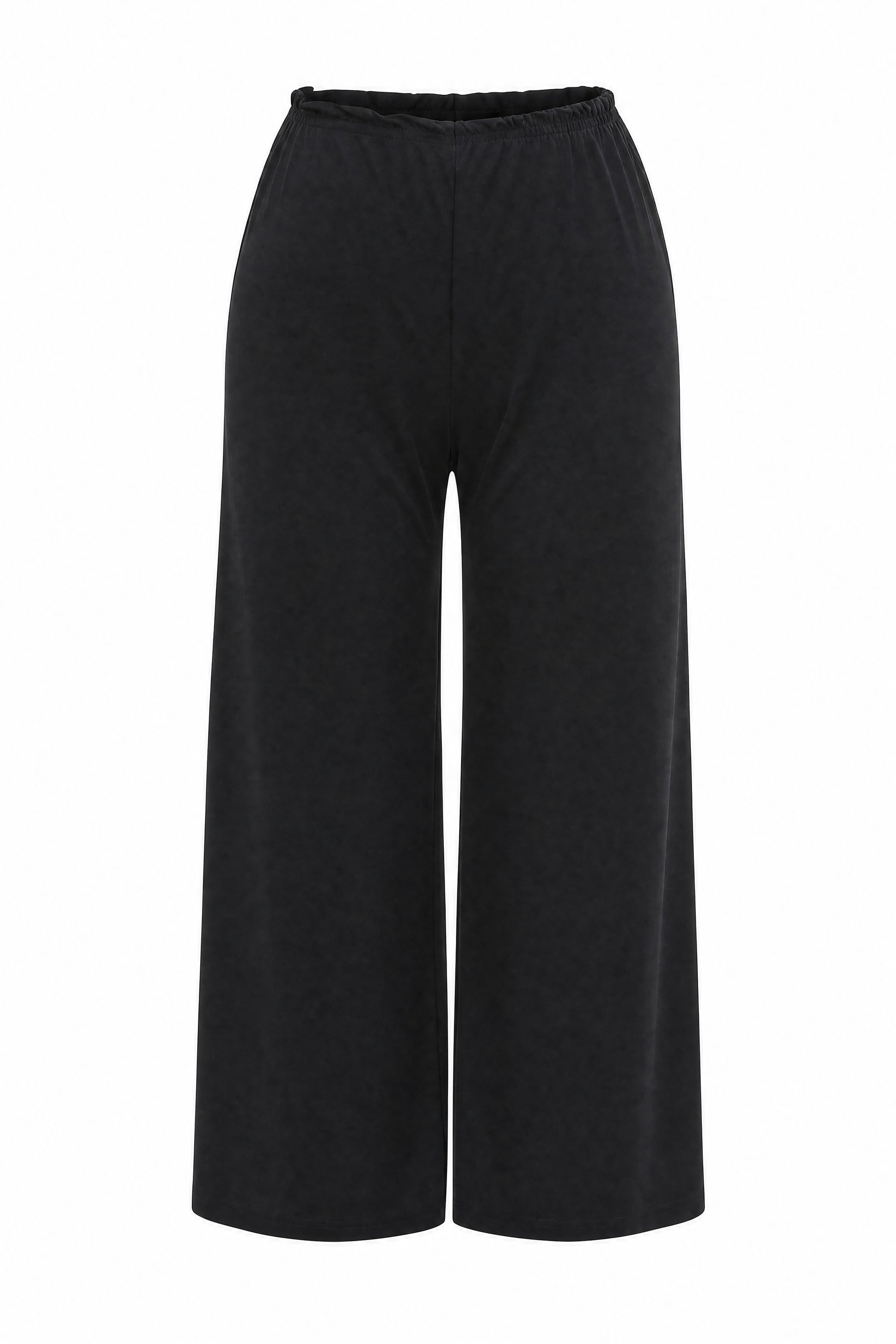 Black Wide-Leg Elasticated Waist Trousers - Podyumplus - by Peralane