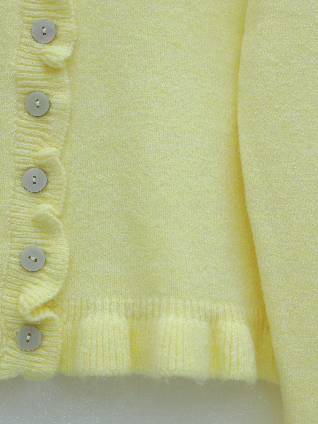 Light Yellow Ruffled Trim Button-Front Cardigan - Podyumplus - by Peralane - photo 10