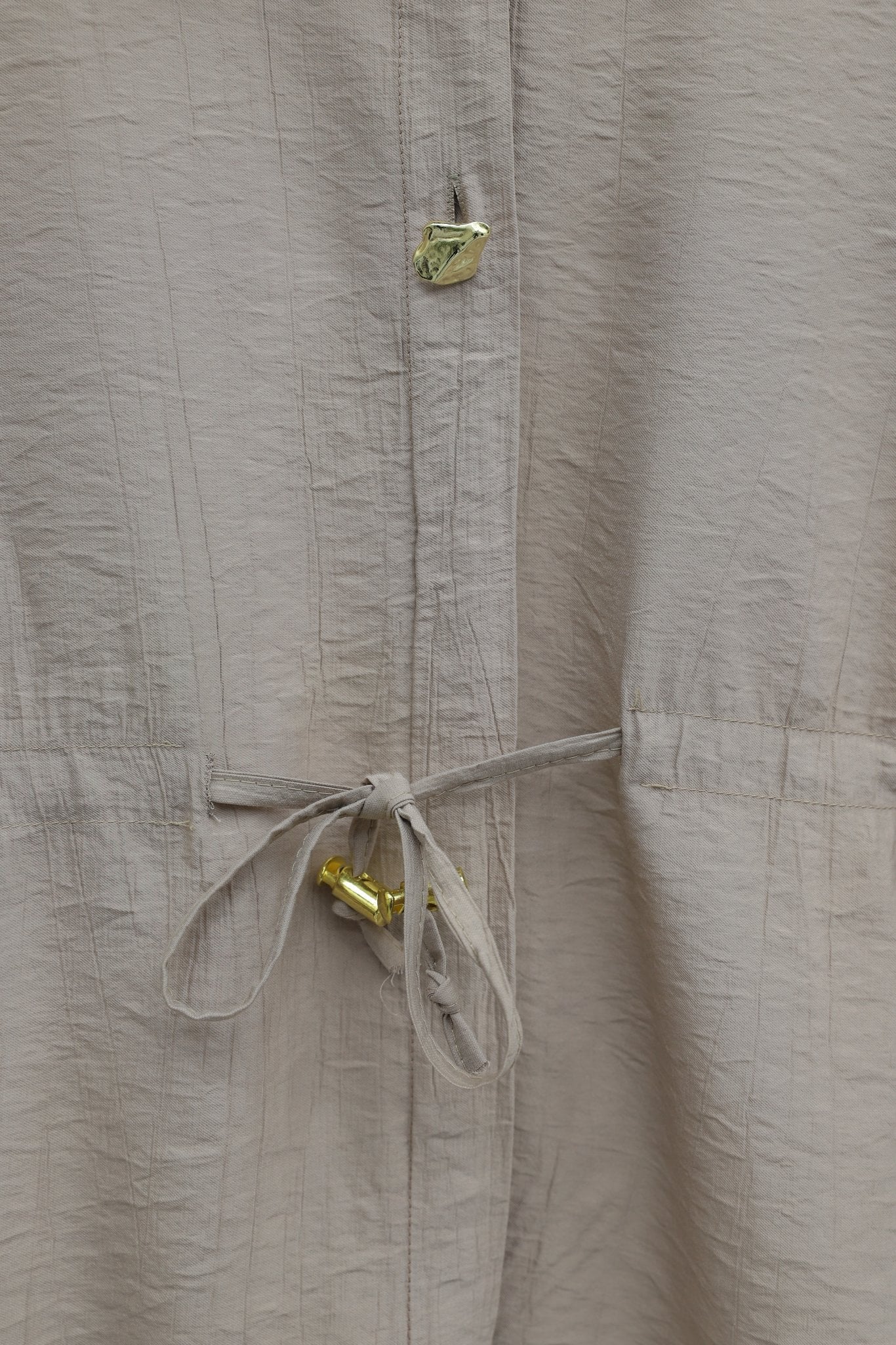 Cotton Crinkle Two-Piece Set with Tunnel Lace-Up Elastic Waist Pants - Light Beige - Podyumplus - by Peralane - photo 6