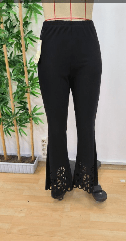 Women's High-Waist Flared Laser-Cut Floral Crepe Trousers - Janes - by Peralane - photo 6