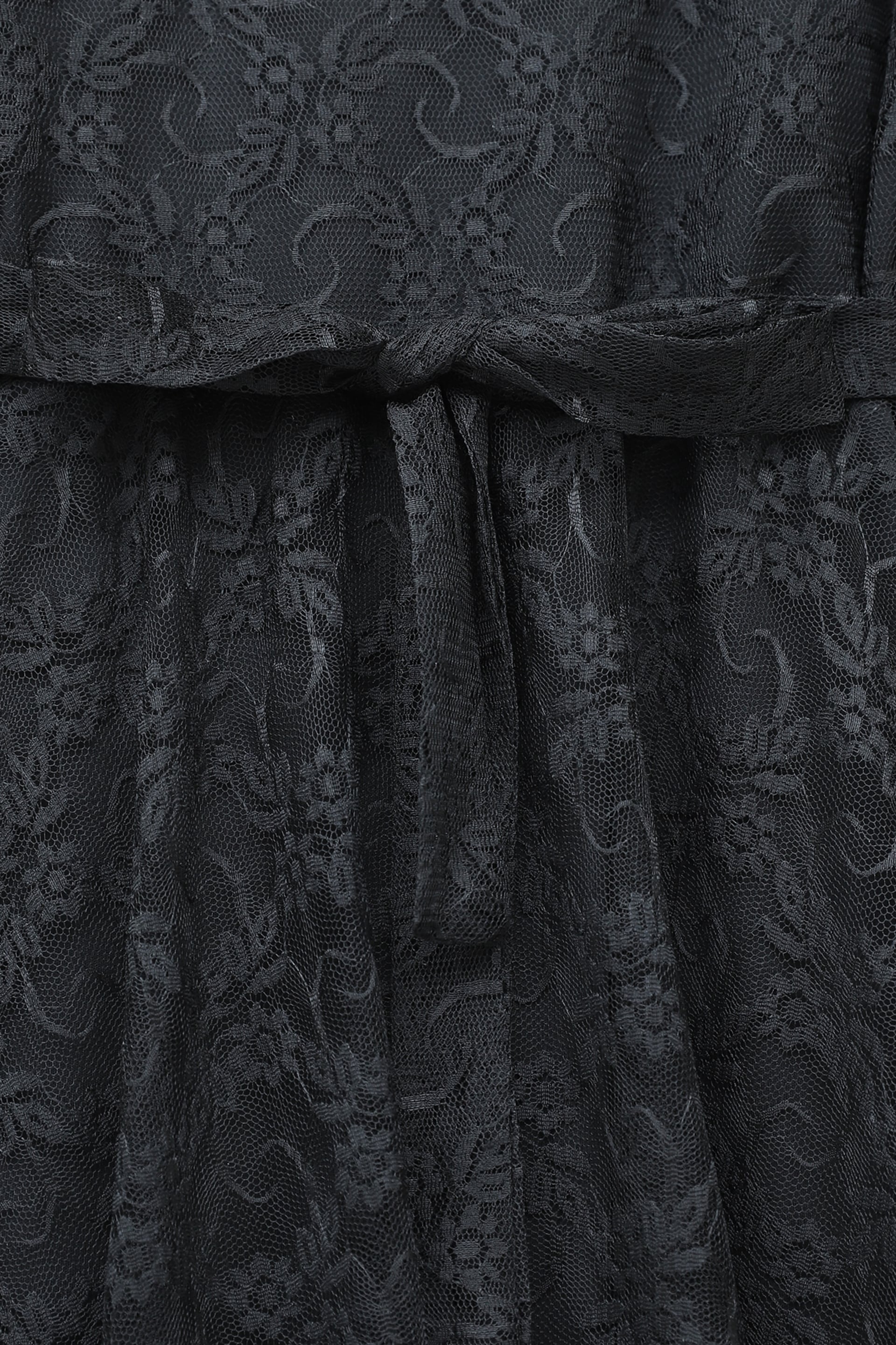 Floral Lace Long Sleeve Belted Lined Dress - Black - Podyumplus - by Peralane - photo 5