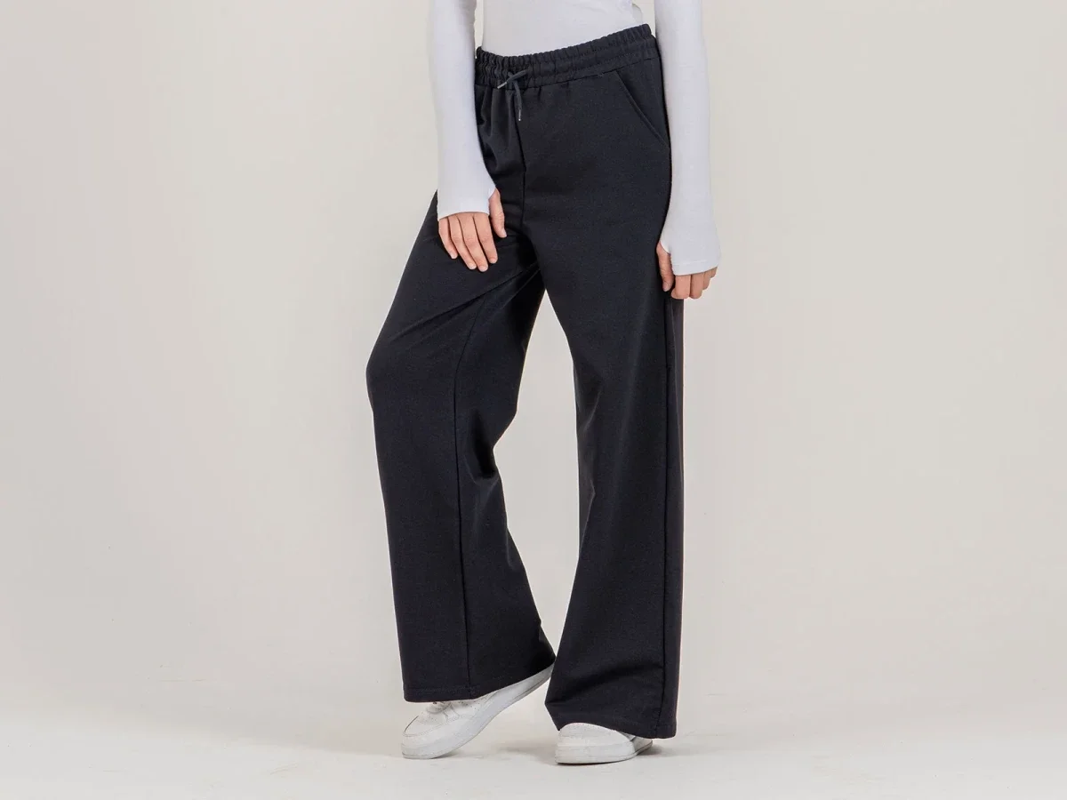 Girls' Wide-Leg Palazzo Trousers - Navy (Pack of 5) - Nickel - by Peralane