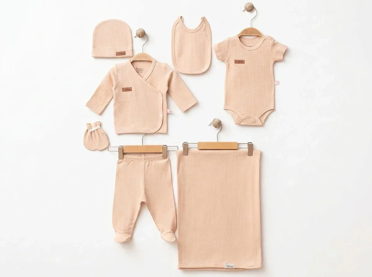 Unisex 7-Piece Newborn Hospital Exit Set in Beige - Esya - by Peralane