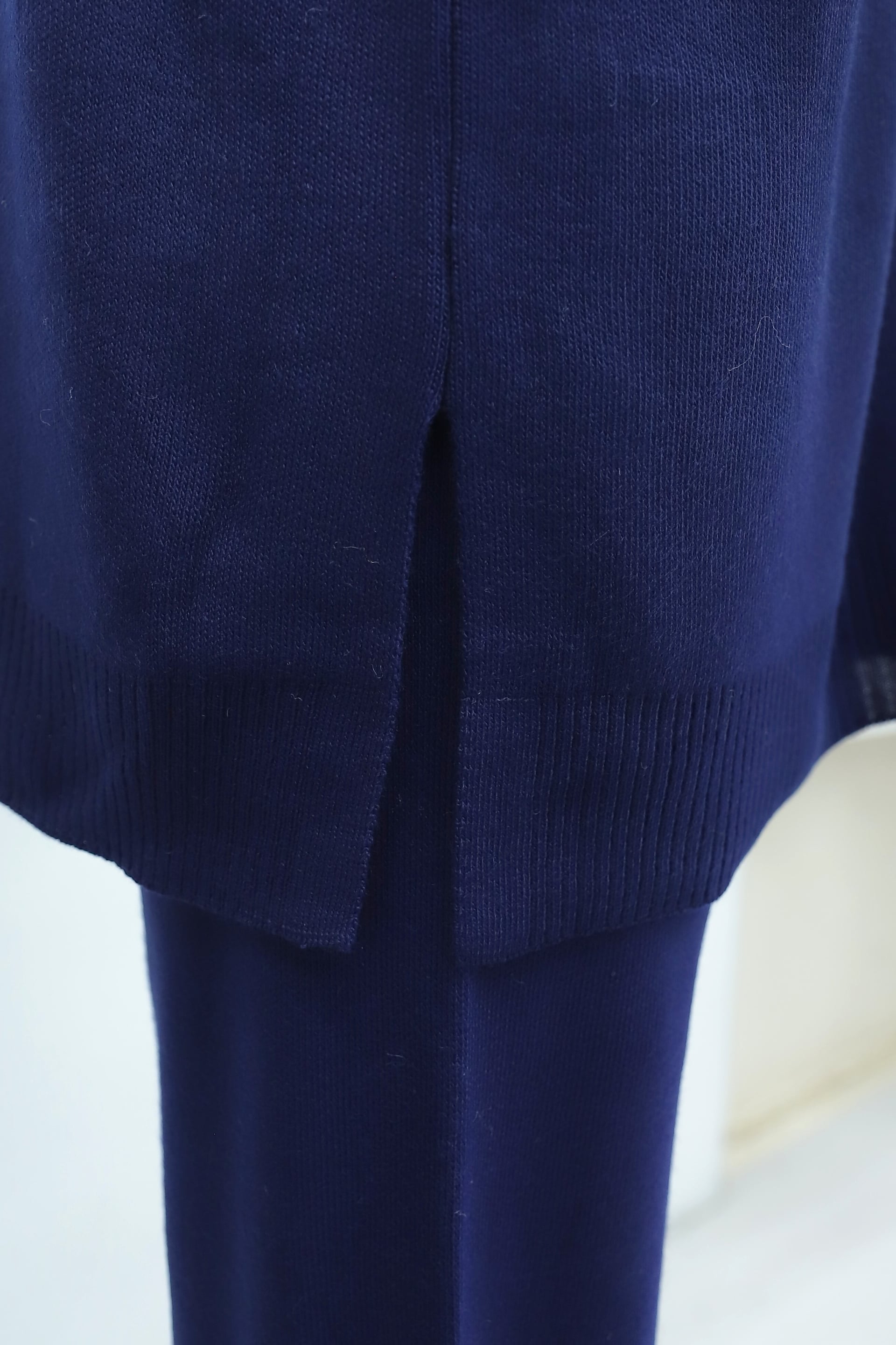 Navy Blue Knit Co-ord Set with Zip and Slit Details - Podyumplus - by Peralane - photo 8