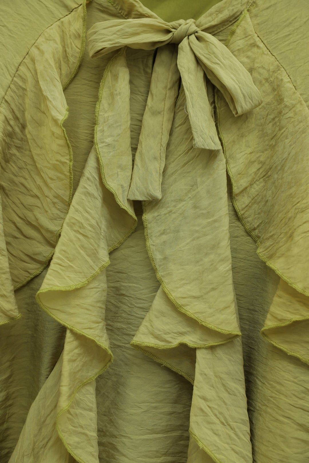 Tie-Neck Ruffle Detail Lined Tulle Modal Modest Set – Olive Green - Podyumplus - by Peralane - photo 7