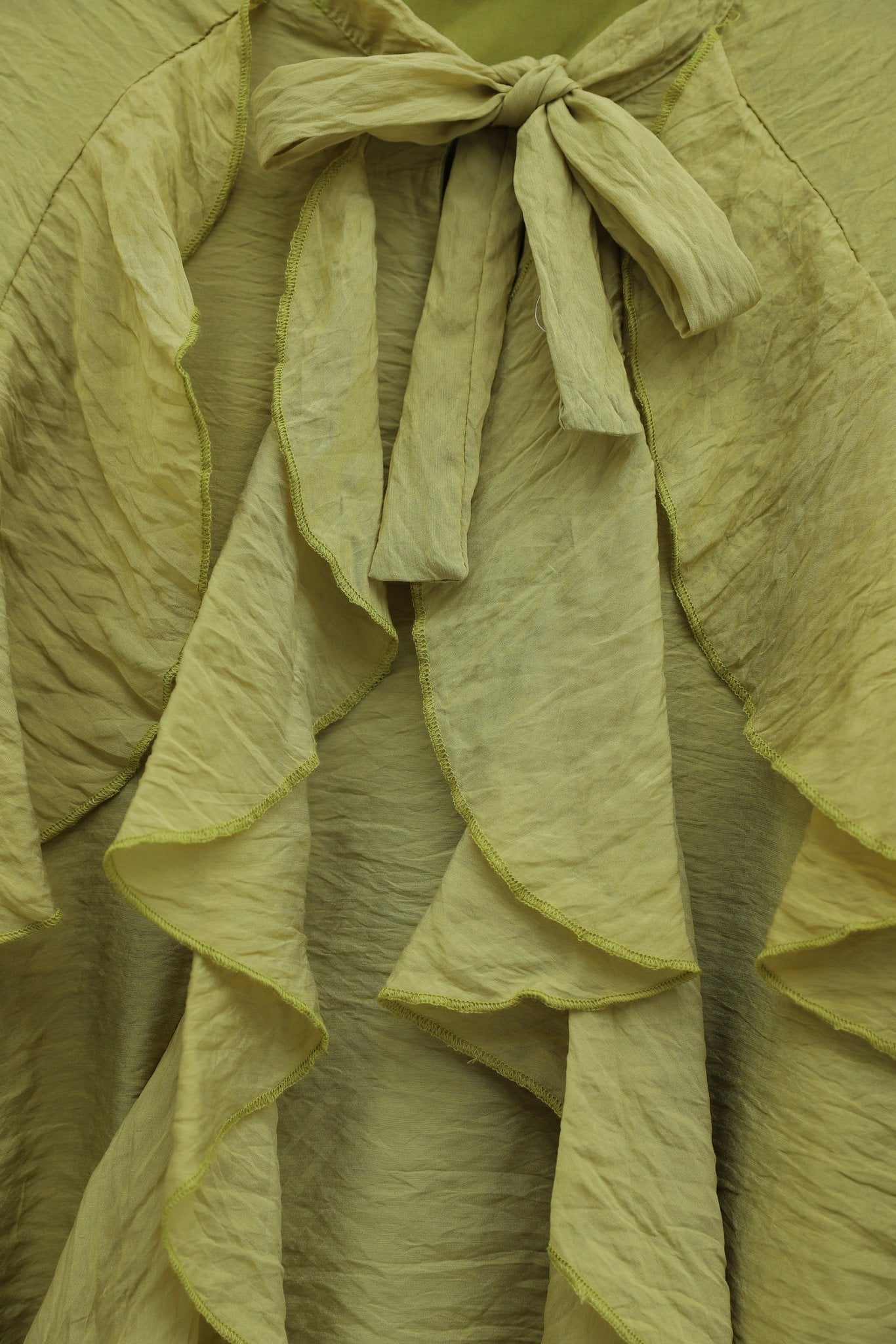 Tie-Neck Ruffle Detail Lined Tulle Modal Modest Set – Olive Green - Podyumplus - by Peralane - photo 7