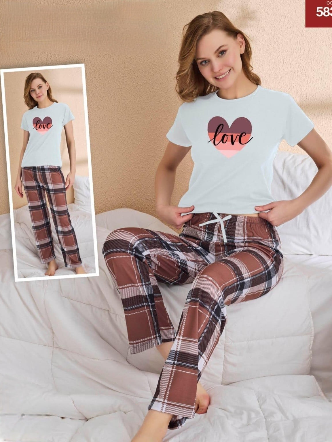 Checkered Short-Sleeve Pyjama Set - Sea Green - Podyumplus - by Peralane