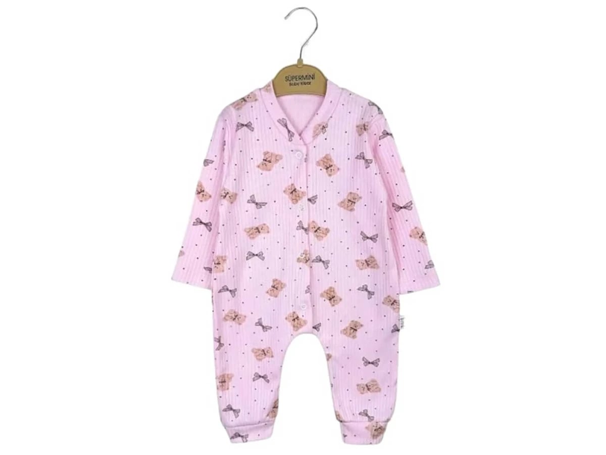 Baby Romper with Bear Print - Pink - Supermini - by Peralane