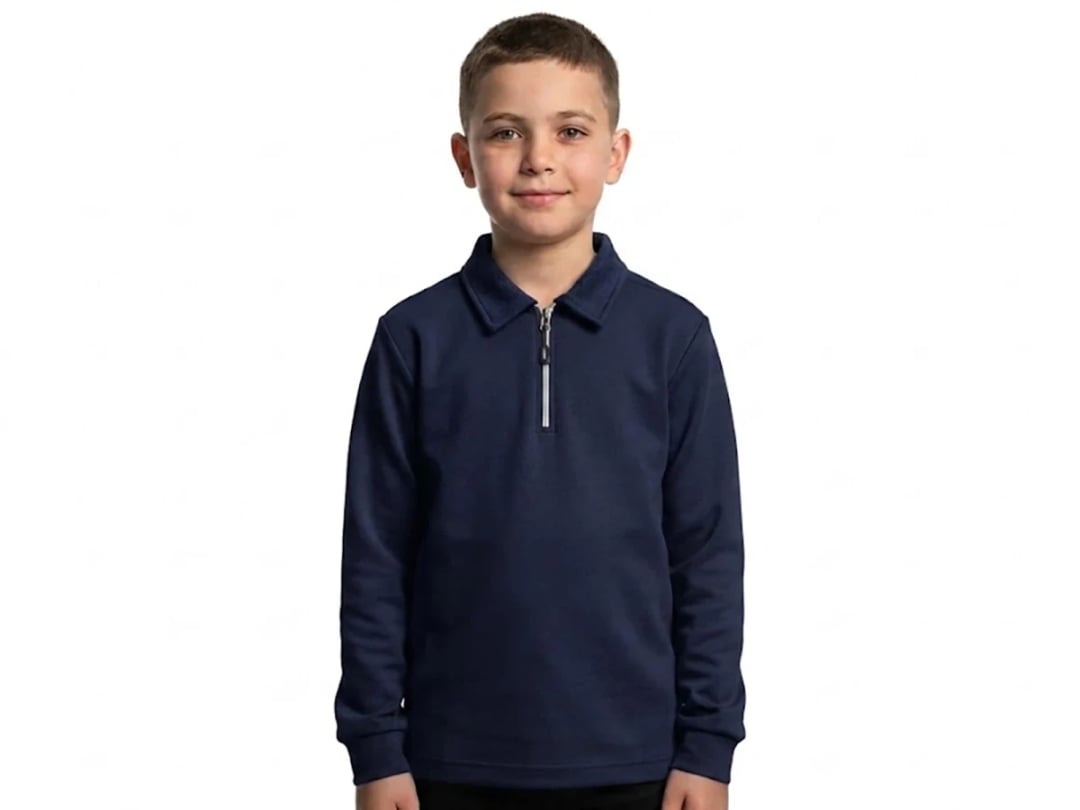 Boys' Navy Blue Collared Zip Sweatshirt - Pack of 4 - Tanem Kids - by Peralane