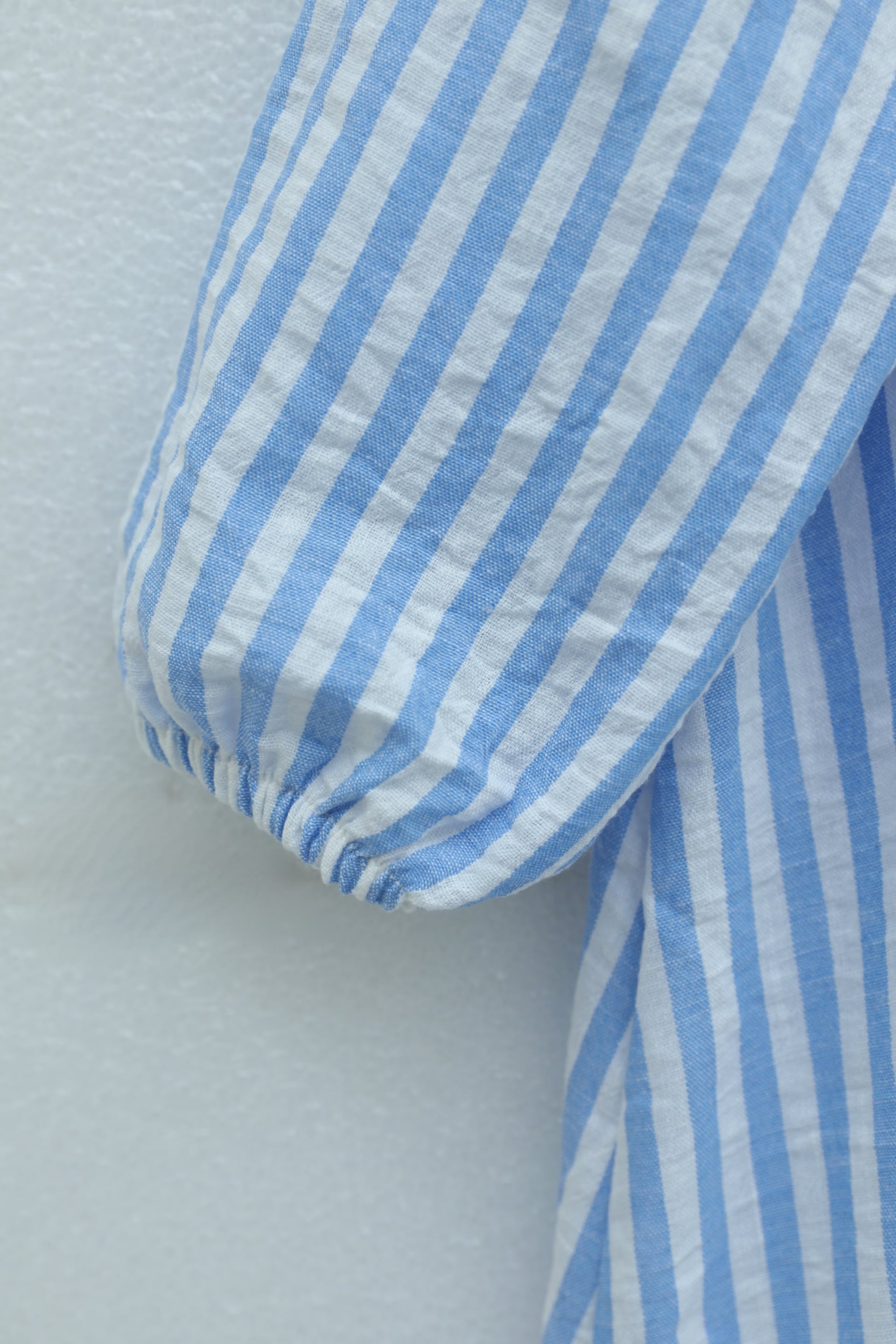 Striped Cotton Linen Blend Dress with Collar and Side Tie - Podyumplus - by Peralane - photo 4