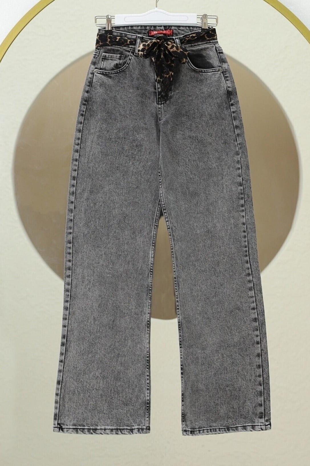 Palazzo Jeans with Scarf Detail - Smoke Grey - Podyumplus - by Peralane - photo 6
