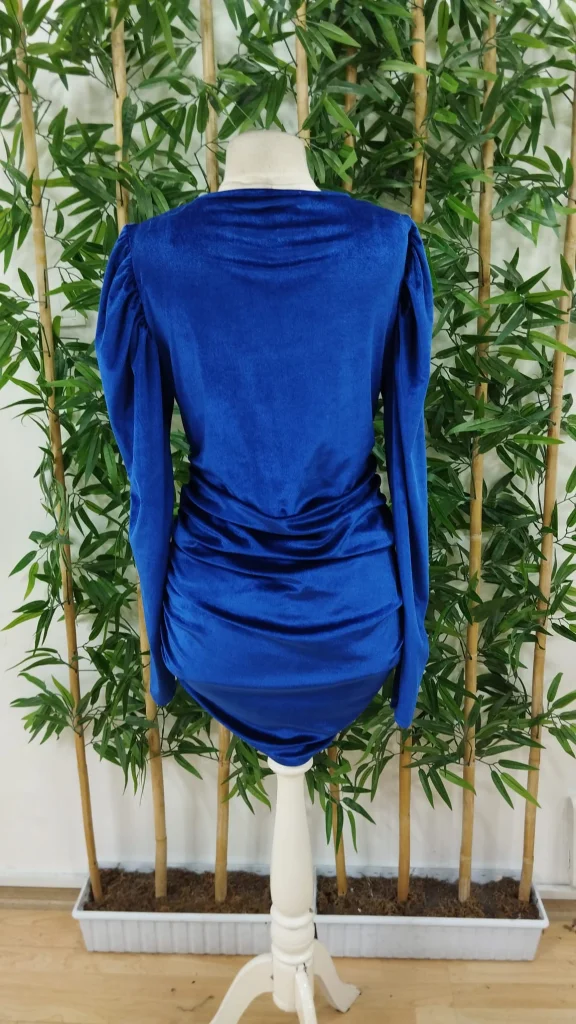 Women's Long Sleeve Wrap V-Neck Ruched Velvet Dress - Janes - by Peralane - photo 7
