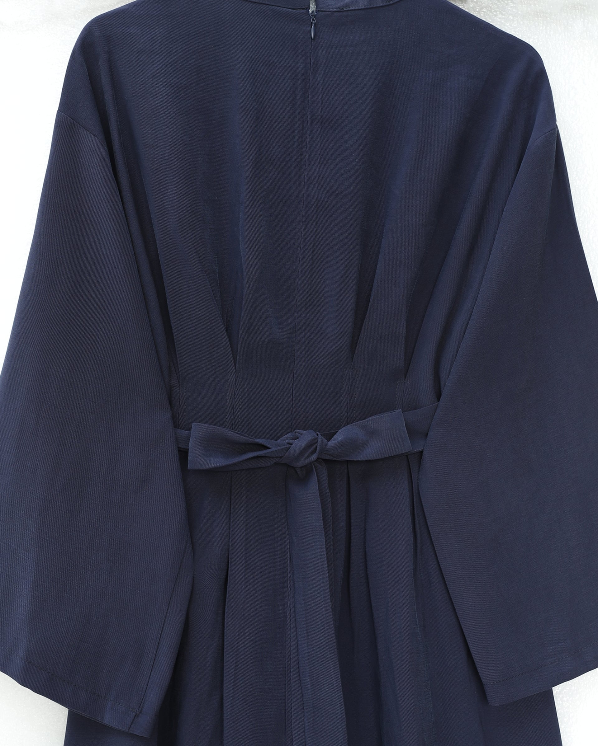 Pleated Belted Buckle Detail Modal Dress - Navy Blue - Podyumplus - by Peralane - photo 6