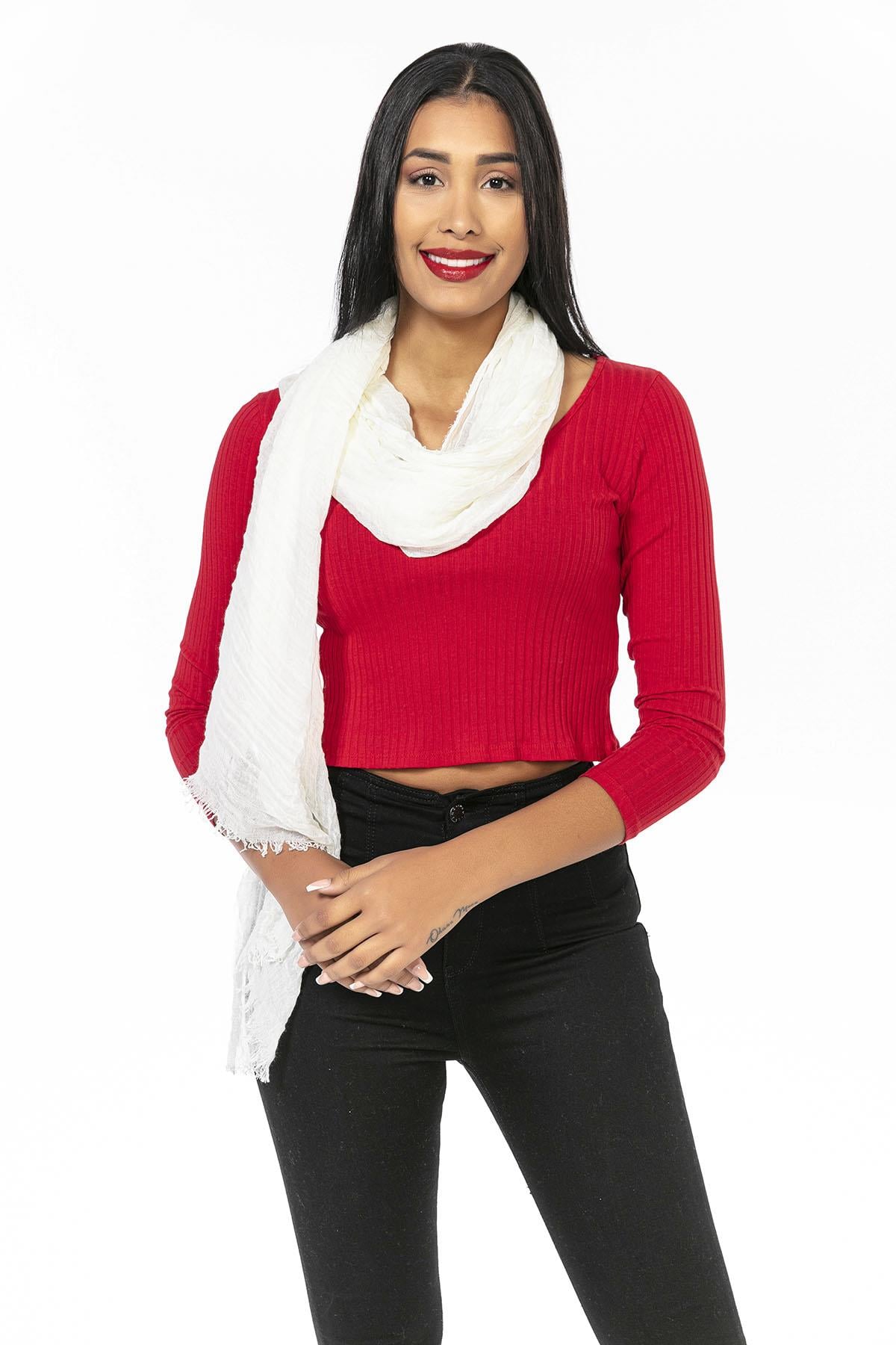 Ecru Crinkled Scarf - Nesvay - by Peralane
