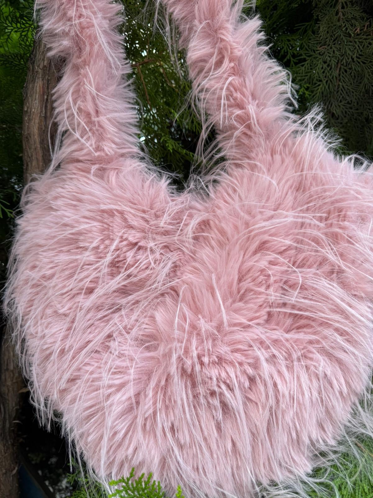 Fluffy Faux Fur Hobo Bag - Pink - Nesvay - by Peralane - photo 4