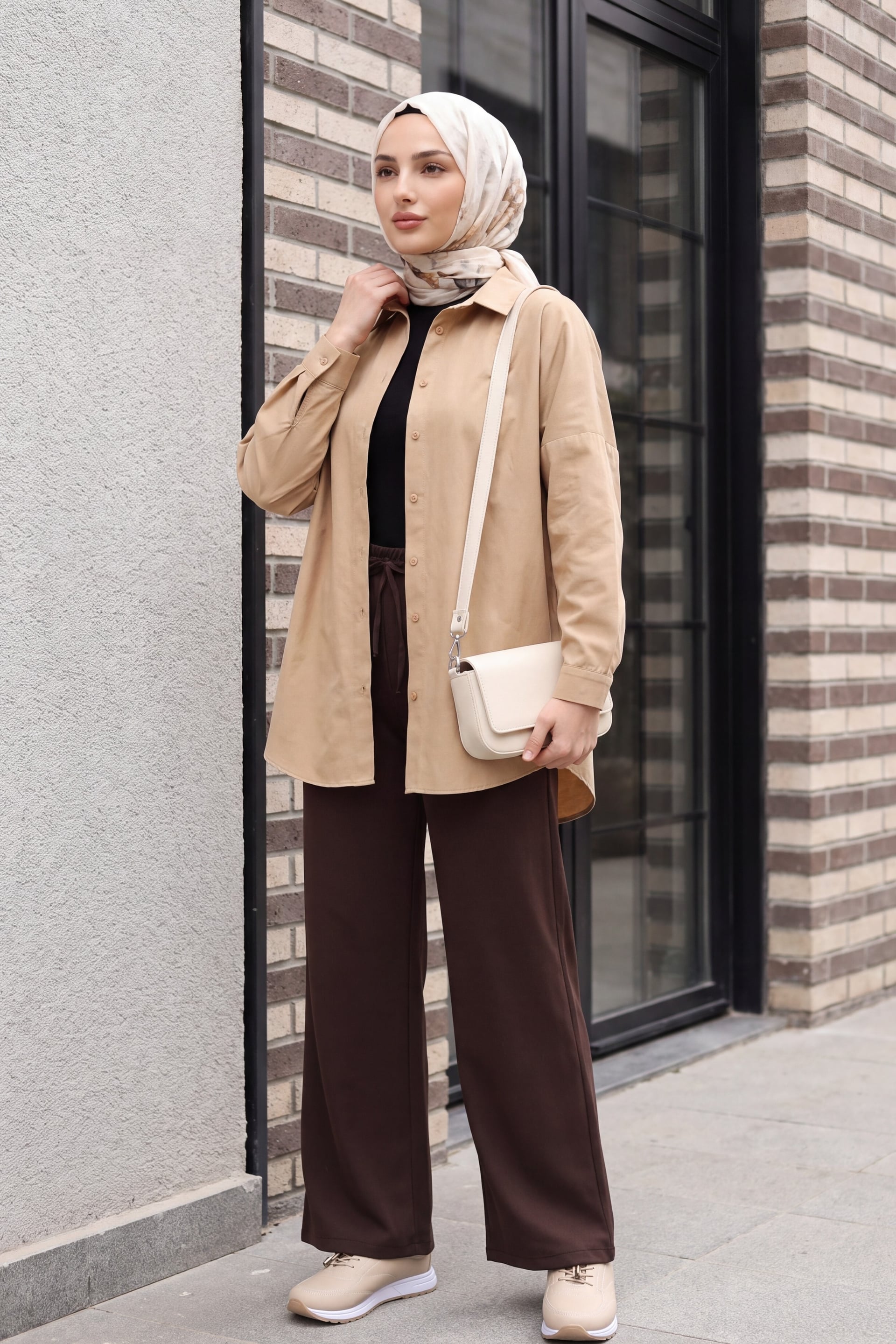 Oversize Long Basic Shirt - Biscuit - Bigdart - by Peralane - photo 4