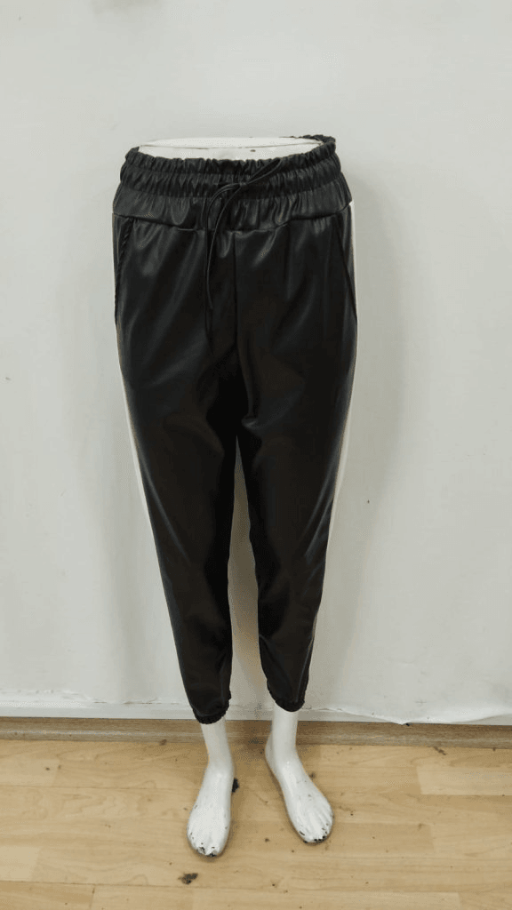 Women's High-Waist Elasticated Side-Stripe Faux Leather Trousers - Janes - by Peralane - photo 4