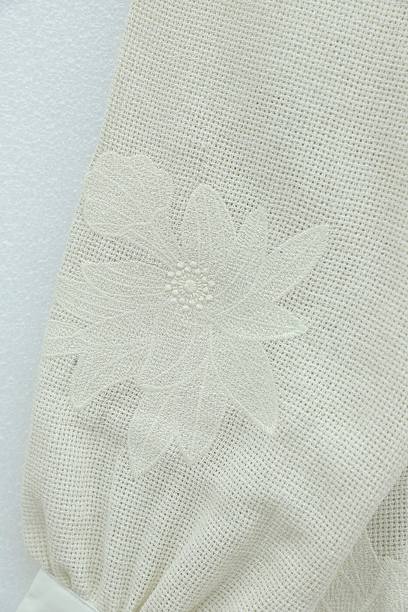 Puff-Sleeve Floral Embroidered Etamine Blouse - Cream - Podyumplus - by Peralane - photo 6