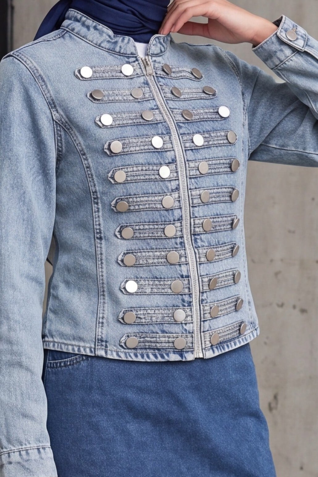 Women's Slim Fit Button Denim Jacket 0764 - Light Blue - Bigdart - by Peralane - photo 7