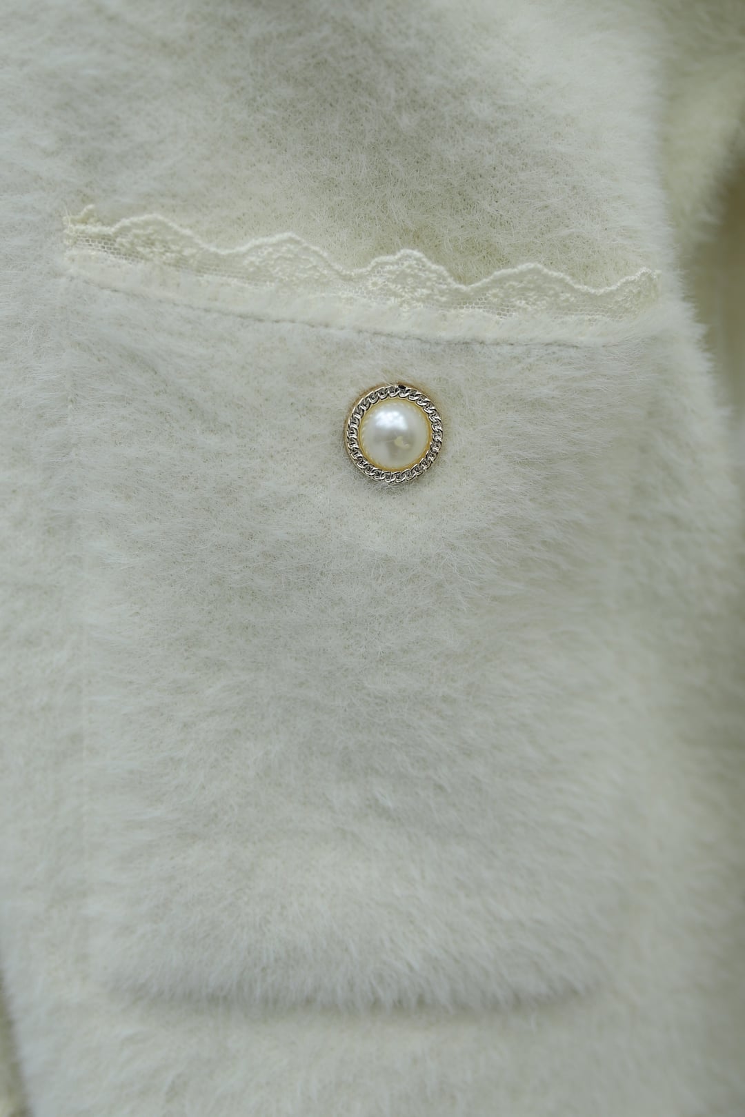 Cream Lace Detail Double Pocket Pearl Button Cardigan - Podyumplus - by Peralane - photo 9