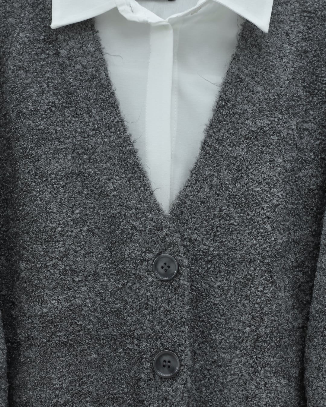 Buttoned Loose Knit Cardigan - Smoke - Podyumplus - by Peralane - photo 4