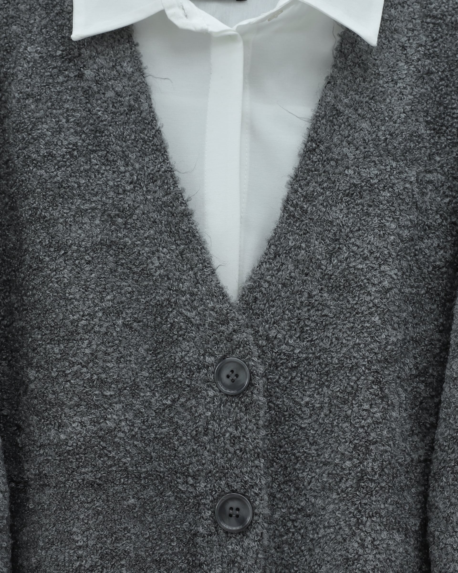 Buttoned Loose Knit Cardigan - Smoke - Podyumplus - by Peralane - photo 4