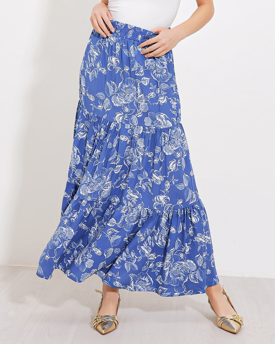 Women's Indigo Floral Long Viscose Skirt 1898 - Bigdart - by Peralane - photo 3