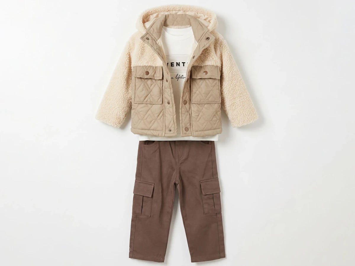 Well Soft Plush Jacket with Hood Boys' Three-Piece Set - Beige - Canoz - by Peralane