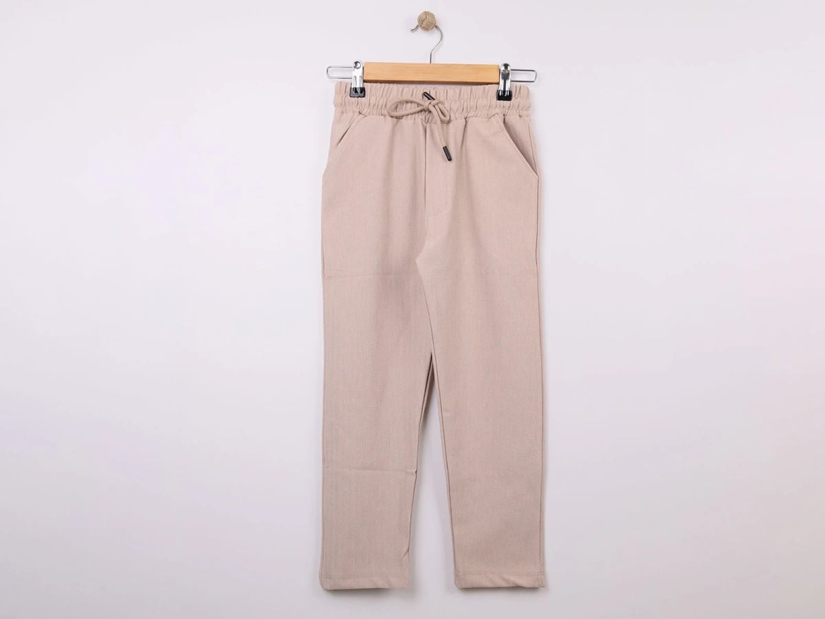 Boys' Cotton Jogger Trousers - Light Beige (Pack of 4) - CMK - by Peralane