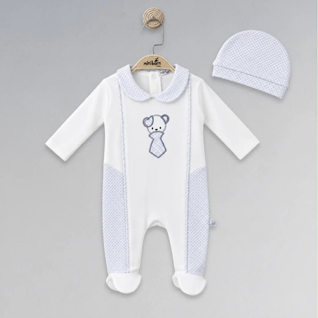 Baby Romper and Hat Set in Baby Blue - Miniborn - by Peralane