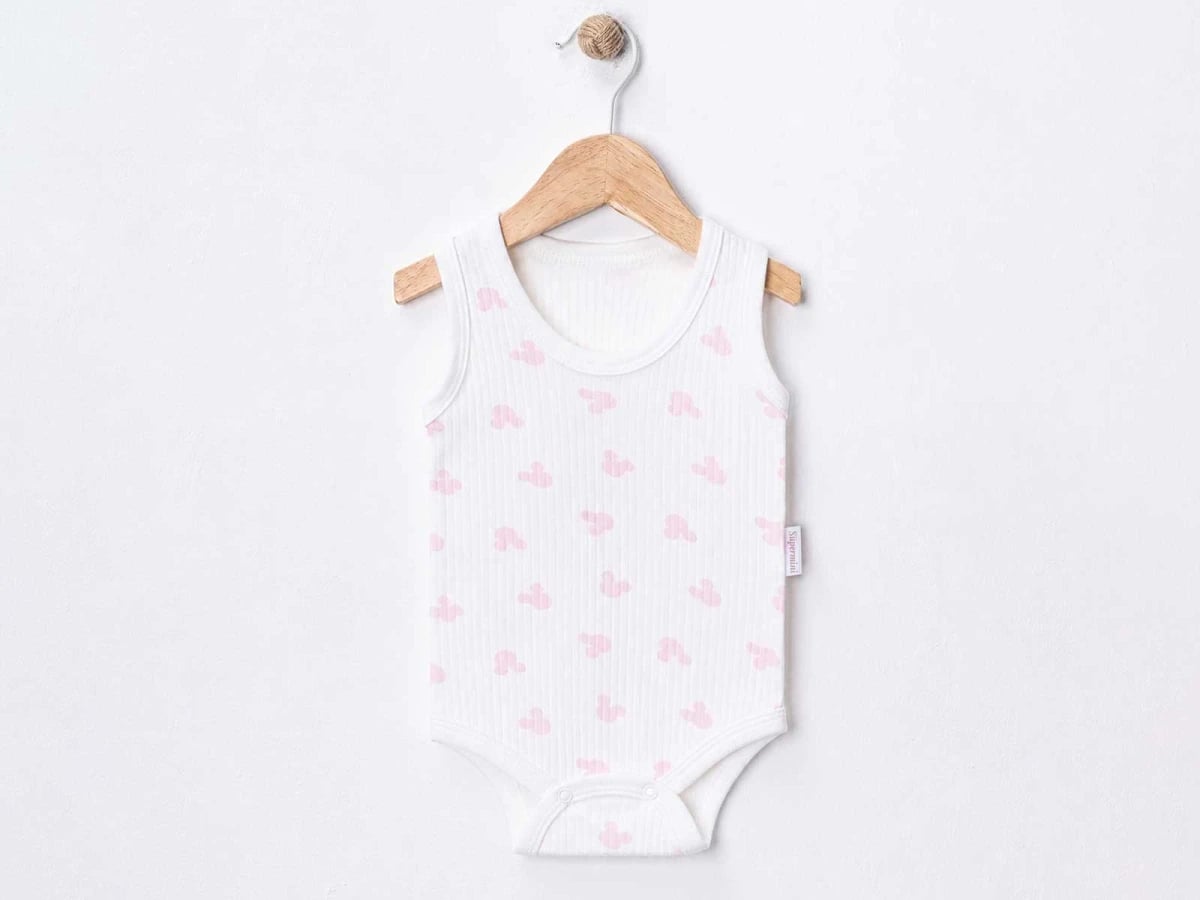 Baby Snap Bodysuit with Cloud Print - Pink - Supermini - by Peralane
