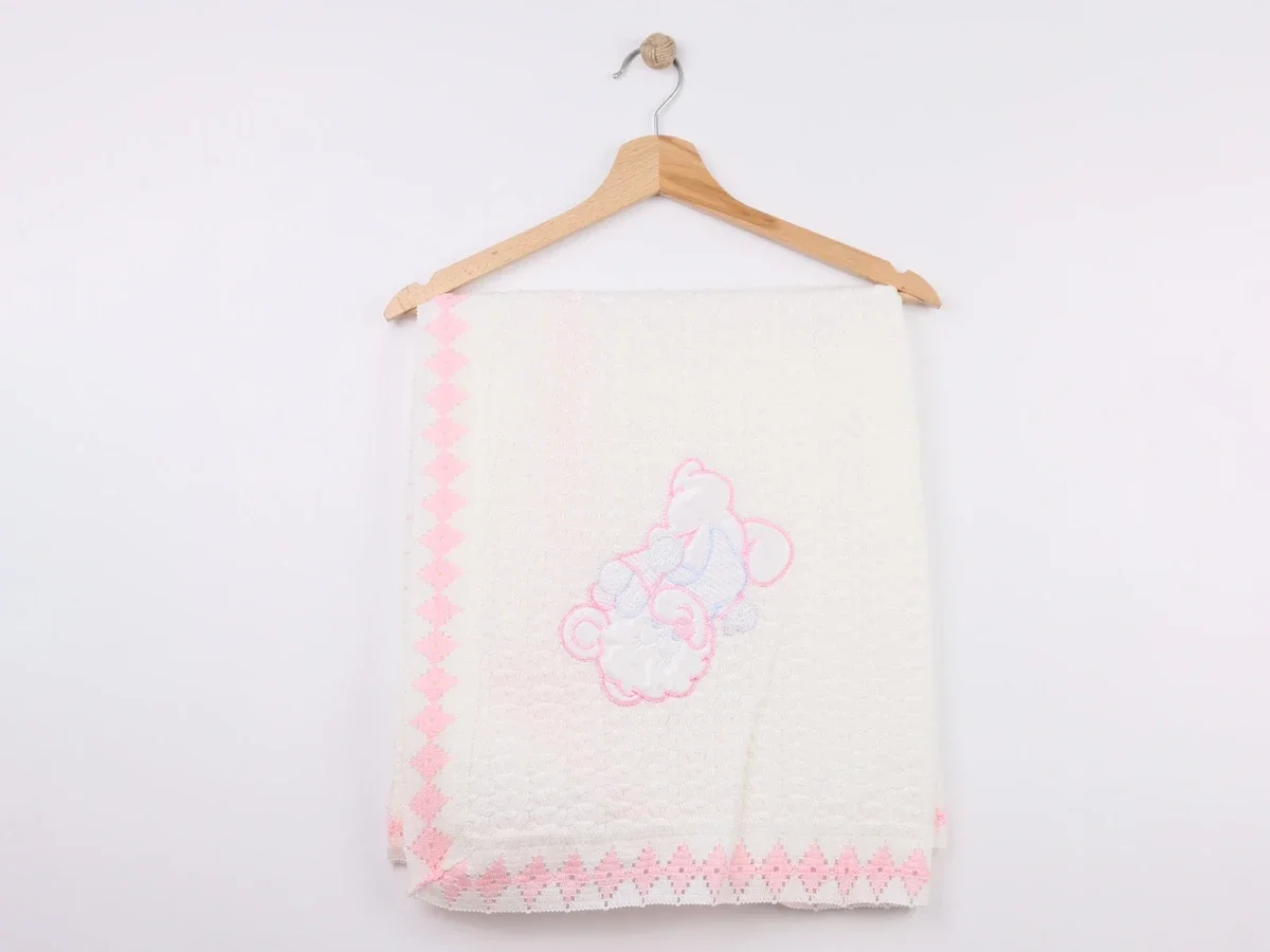 Embroidered Baby Blanket with Teddy Bear Design - Mizmiz - by Peralane