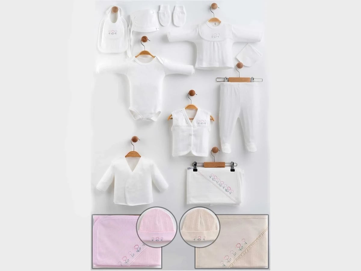 Lale Embroidered 10-Piece Girl Hospital Exit Bodysuit Set - Gaye Bebe - by Peralane