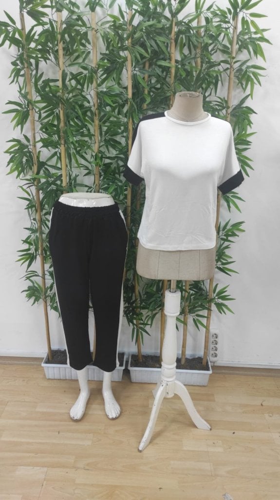 Women's Short-Sleeve Modal Texture Side-Stripe Lounge Set - Janes - by Peralane - photo 5