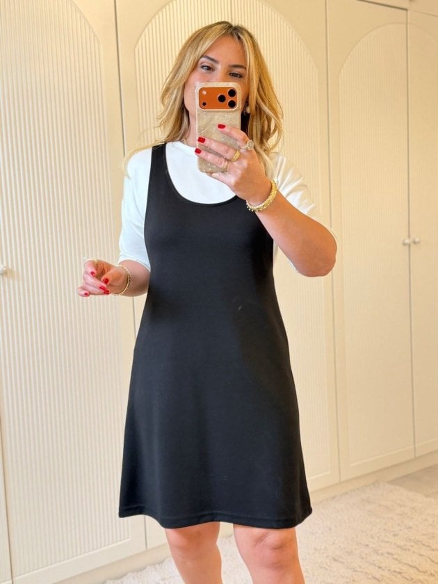 Women's Black Sleeveless Modal Scoop Neck A-Line Dress - Janes - by Peralane