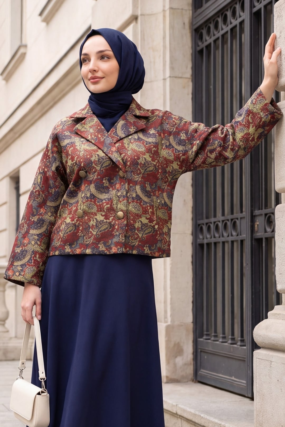 Shirt Collar Mixed Pattern Button-Front Quilted Jacket - Khaki - Podyumplus - by Peralane